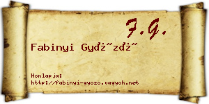 Fabinyi Győző névjegykártya